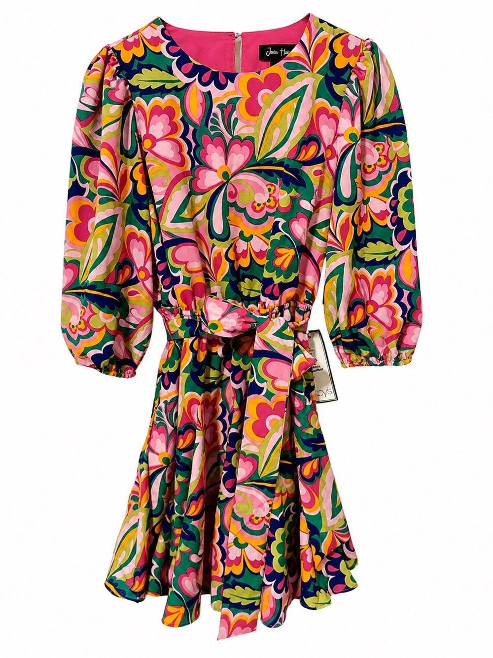 Jessica Howard Floral Fit & Flare Godet Dress Size 10P Tie Waist NWT